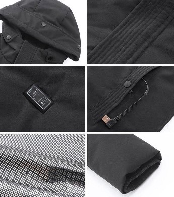 Verwarmde jas pasvorm en materiaal