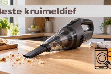 Illustratieve kruimeldief op een aanrecht met enkele broodkruimels.